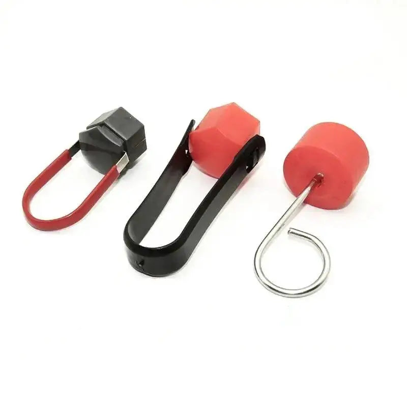 Wheel Nut Cover Removal Tool | Universal Hub Puller | Compact | Silver Red Black
