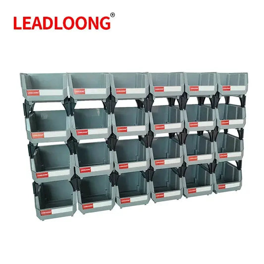 LEADLOONG Parts Bin 6/24pcs 13.5x10.5x7.6cm/5x4*3inch Gray Stackable Plastic Garage Tool Storage Box Container Organizer Bin from PriceLows™