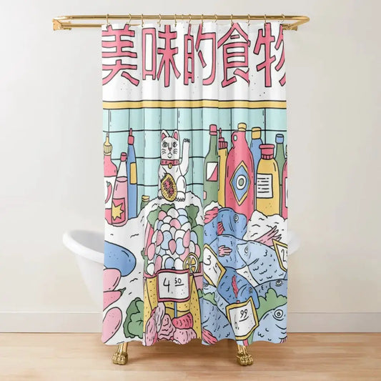 Japan Lucky Fortune Cat Shower Curtain Gold Coin Bathroom Decoration With Hook Polyester Fabric Waterproof Shower Curtain Hooks from PriceLows™