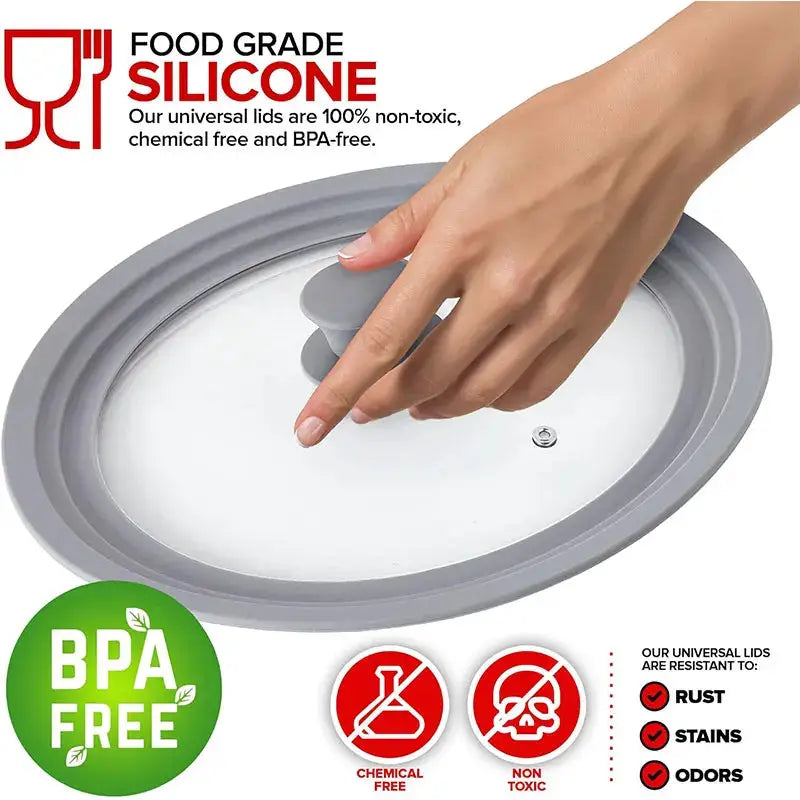 Pot Lid | Heat Resistant Silicone Rim | Tempered Glass | Fits 24/26/28 cm