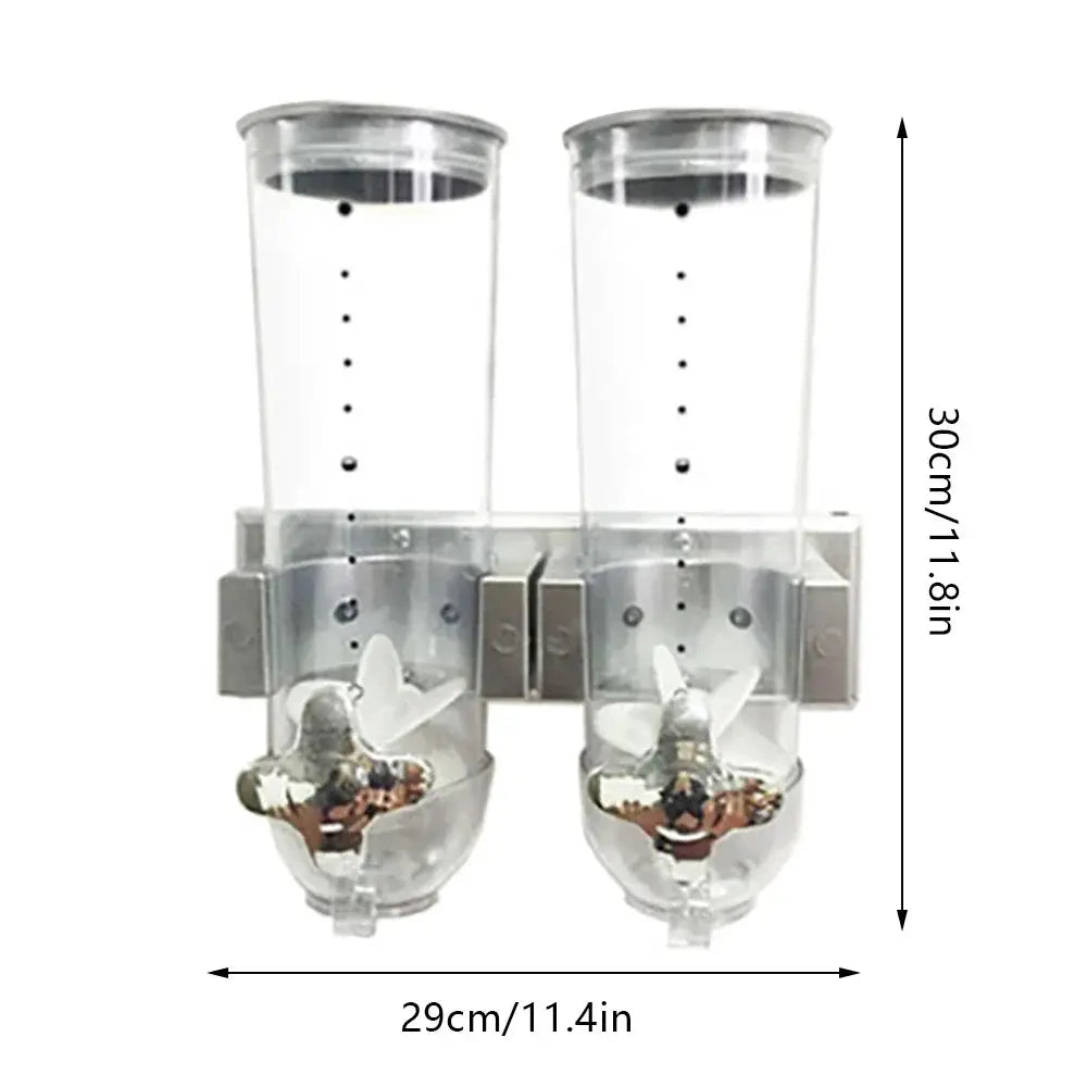 Dual Control Food Dispensers Wall Mount Double Dry Cereal Dispenser for Cereal Nuts Coffee Beans Mix Convenient Storage from PriceLows™