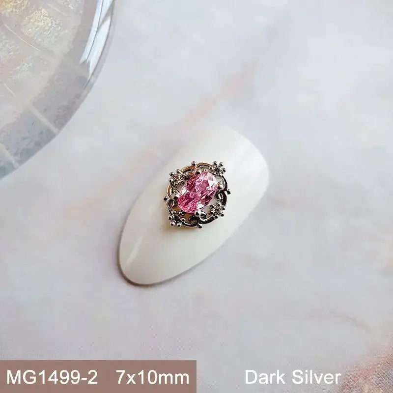 10pcs Pink Black Blue Oval Drop Round Zircon Bright Silver Nails Jewelry Decorations Nail Art Accessories Charms Parts Supplies from PriceLows™