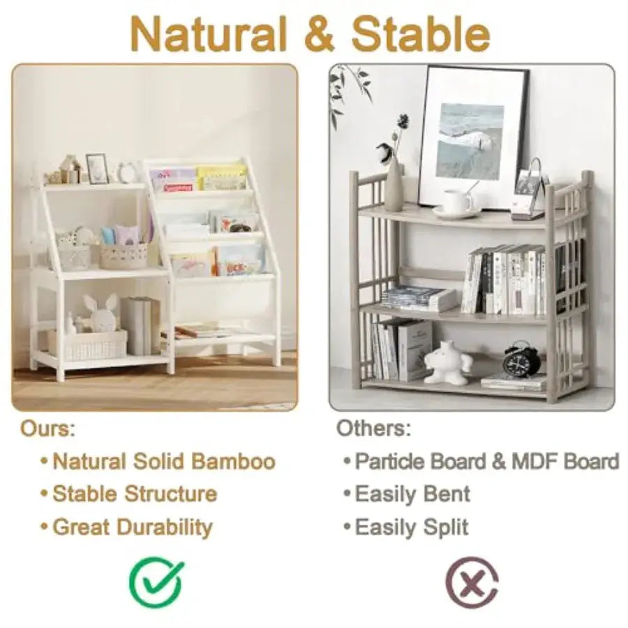 Bookshelf with Storage, 3 Tier Toddler Book Shelf, Small Bookcase, Montessori Bookshelf Baby Bookcase for Nursery, Bedroom, Pla from PriceLows™