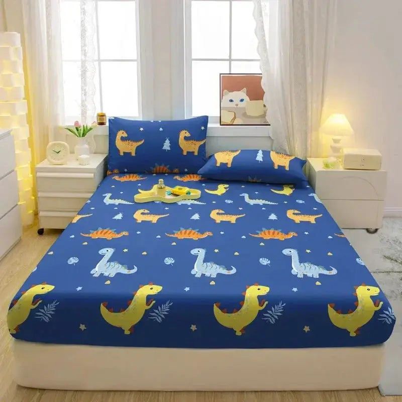 1 Cartoon Fun Animal Printed Matte Fitted Sheet, Bedroom Printed Bed Cover, Bedding (Excluding Pillowcases) from PriceLows™