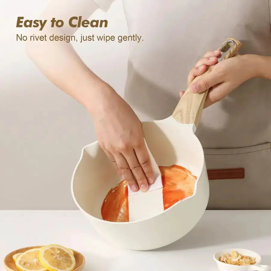 2.0 amp 3.0 Quart Ceramic Sauce Pan Sets with Lid, Cooking Pots Set, Nonstick Saucepan Set with Pour Spout, Small Kitchen Pot, N from PriceLows™