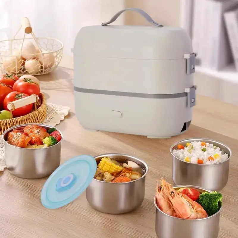 3-in-1 Portable Electric Lunch Box 2L Leakproof Stainless Steel Warmer for Adults for Home Car Outdoor Use from PriceLows™