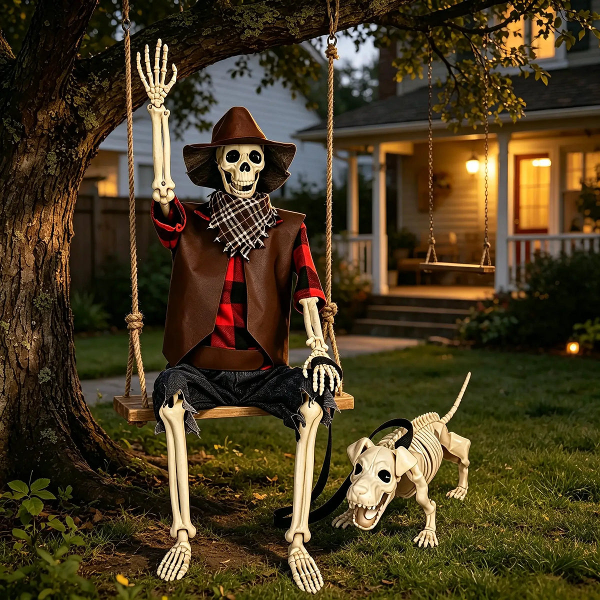 Halloween Skeleton Set | 36 Inch Posable Joints | Plastic | Cowboy Theme