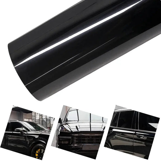 Ultra Gloss PET Piano Black Vinyl Wrap Film Sticker Auto Decoration Accessories Glossy Black Self Adhesive Vinyl Bubble Air Free from PriceLows™