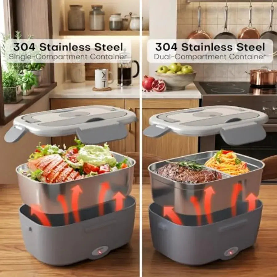 Portable Electric Heated Lunch Warmer Box for Work Stainless Steel Bento Box Adult Plug In Food Heater for Car 12V 24V 110V Sel from PriceLows™