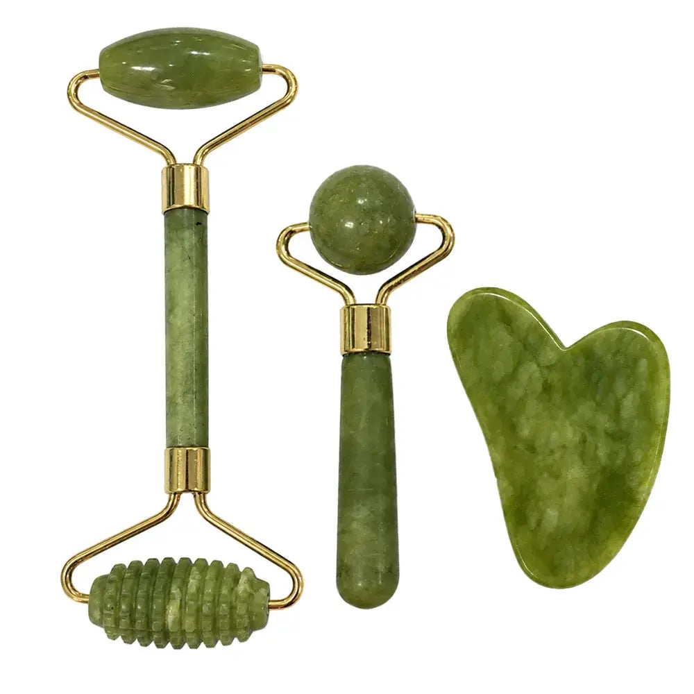 Jade Gua Sha Tool | Natural Stone | Face Body Eye Massage Kit