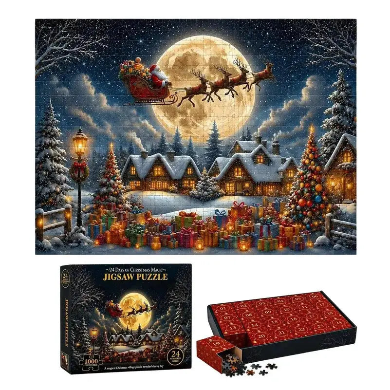 Christmas Advent Jigsaw Puzzle | 1008 Piece | Snow Village | Countdown Game