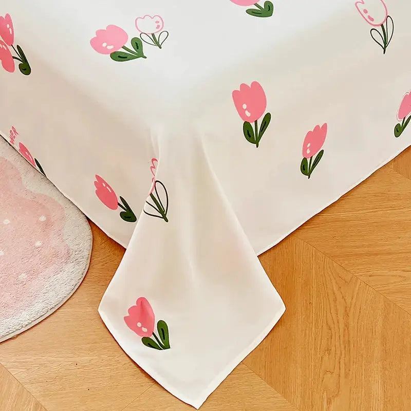 1PC or 3PCS Bed Flat Sheet Pillowcases Bed Cartoon Printed Top Sheets Single/Queen/King Flat Bedsheets Home Bed Linen Sheets from PriceLows™