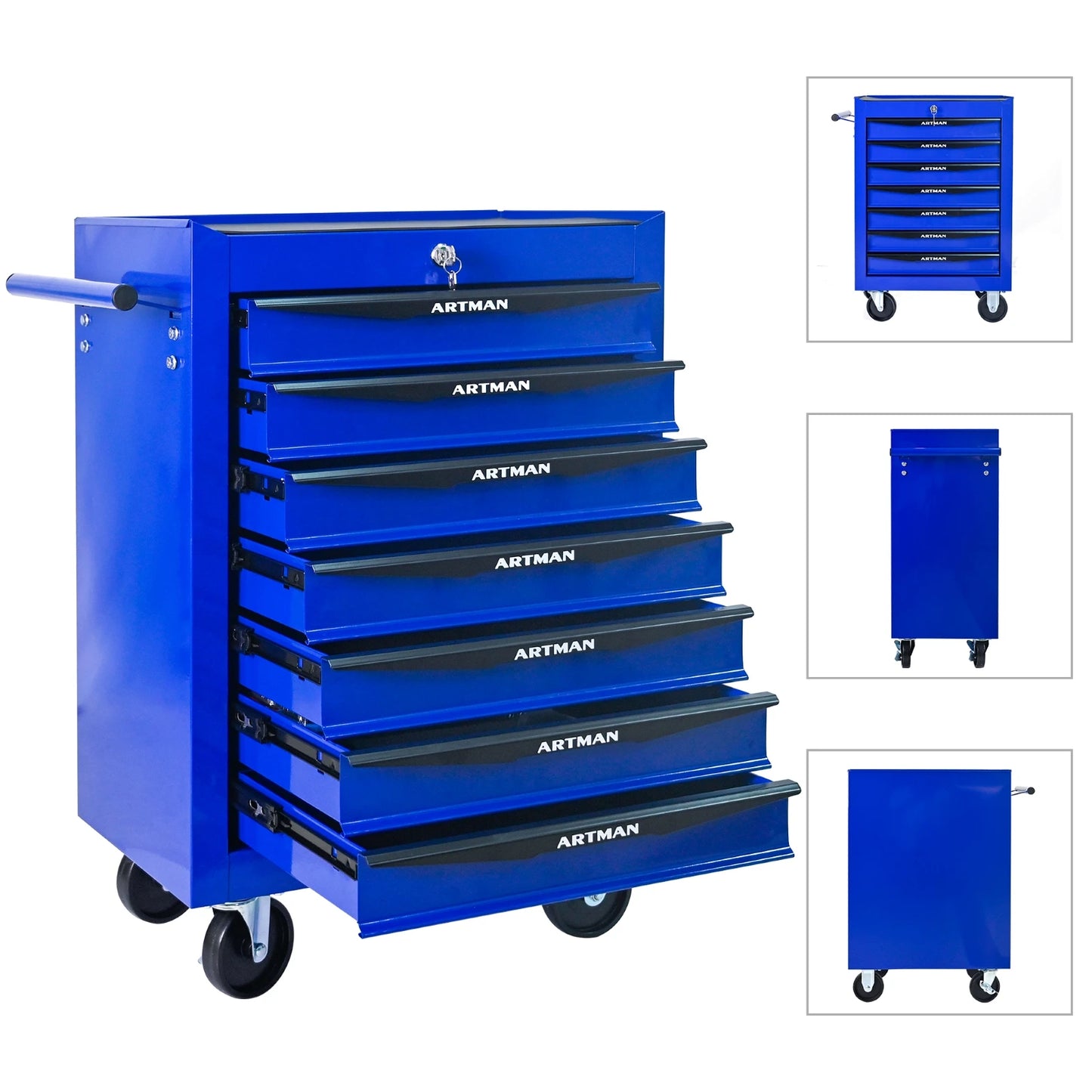 7 Drawer Rolling Tool Box Hardware Storage Tool Cabinet, Heavy Duty Steel Metal Cart, Lockable, Shop Garage NEW，red from PriceLows™