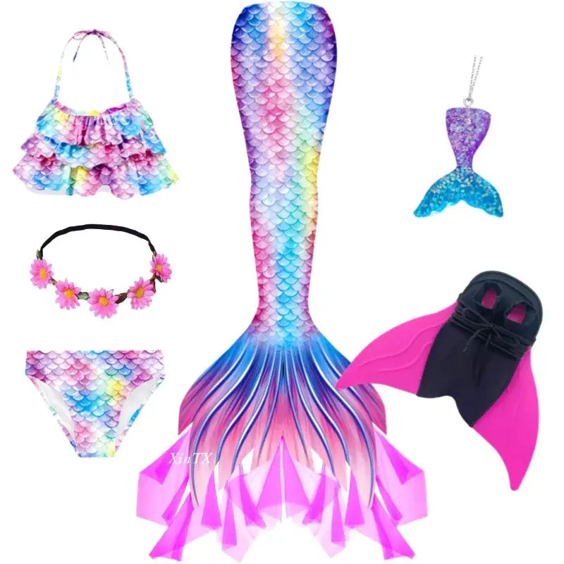 New Girls The Little Mermaid Tails Boy Memaid Swimsuit Bikini Bathing Suit Halloween Costume Girll Can add Monofin For Pool from PriceLows™