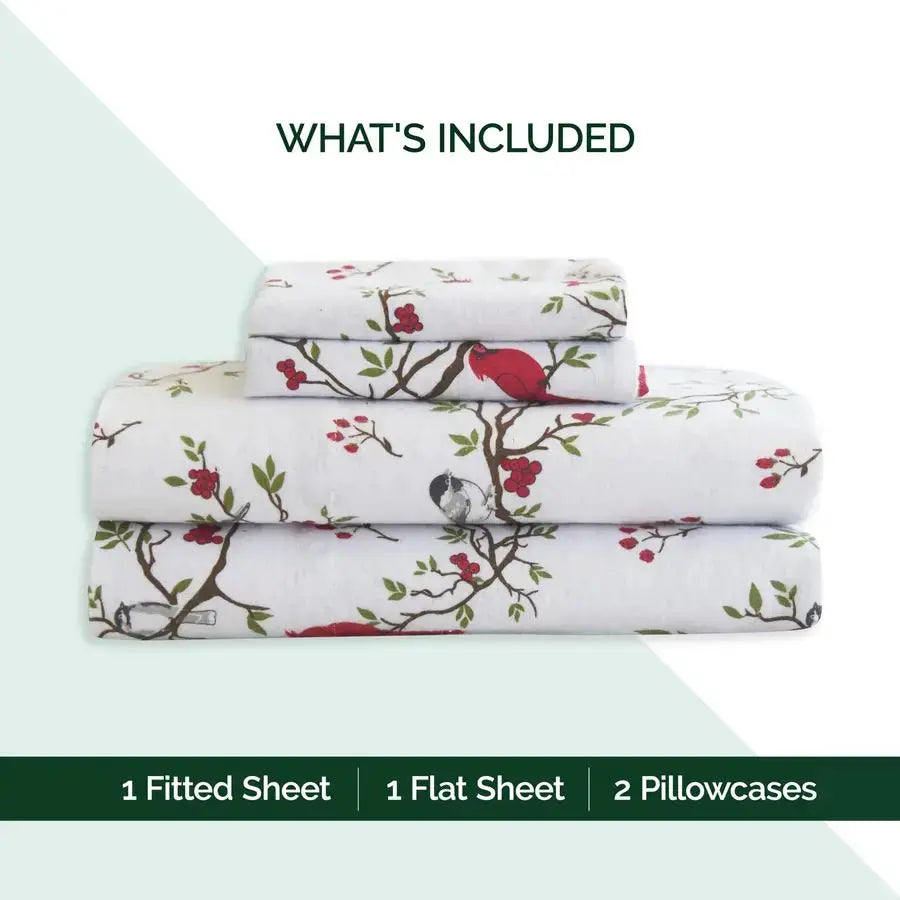 Ultra Soft 4Piece 100 Turkish Cotton Flannel Sheet Set Holiday Christmas Flannel Sheets, Warm and Cozy Premium Quality, Deep Poc from PriceLows™
