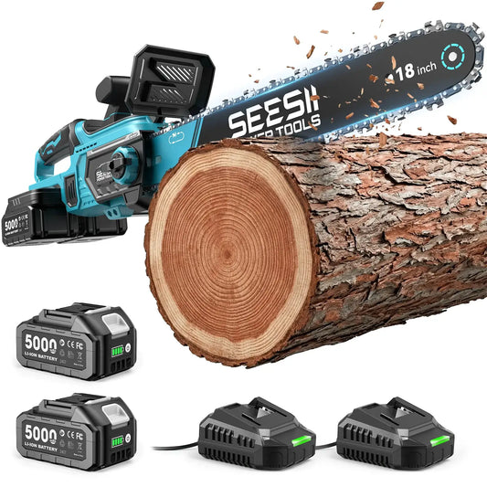 Seesii 40V 18Inch Brushless Chainsaw With Automatic Oiler 2200W Cordless Electric Saw Garden Woodworking Cutting Tool For Makita 18v Battery pin from PriceLows™
