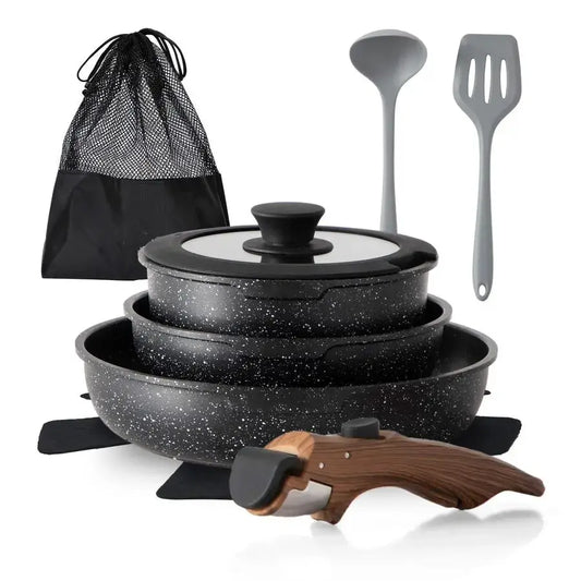 Pcs Pots and Pans Set Non Stick, Nonstick Kitchen Cookware Sets Detachable Handle, Induction Pots and Pans Set with Removable Ha from PriceLows™