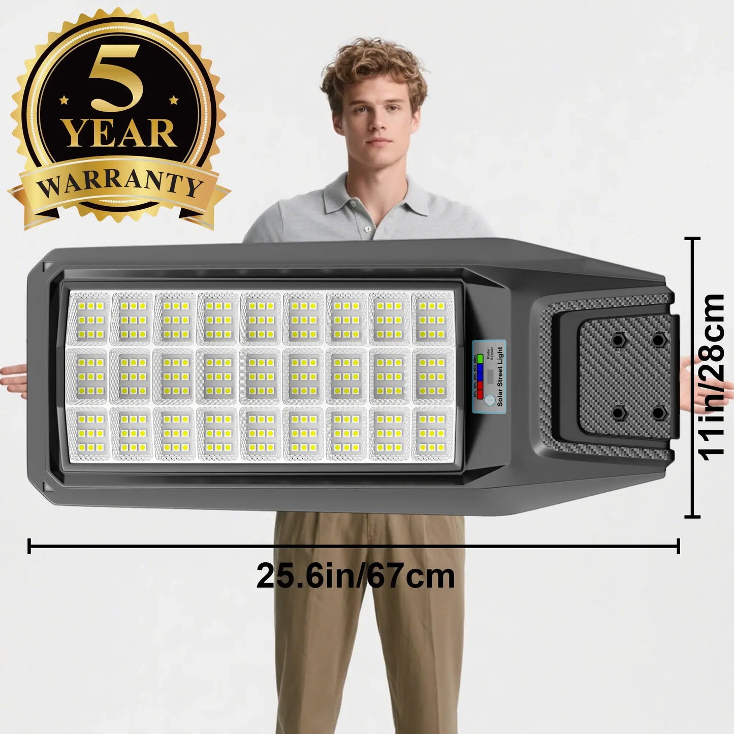 Outdoor waterproof solar light with motion sensor, timer, constant bright mode, dusk-to-dawn, for yard, parking lot, IP65 from PriceLows™