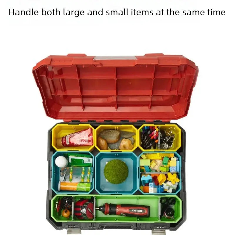 Stackable Multifunctional Tool Box Home Storage Organizer with Removable Compartments from PriceLows™