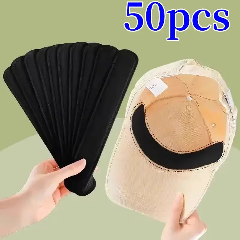 Hat Sweat Absorber Pads | Adhesive Backed | Polyester | 10 50 100 Pack
