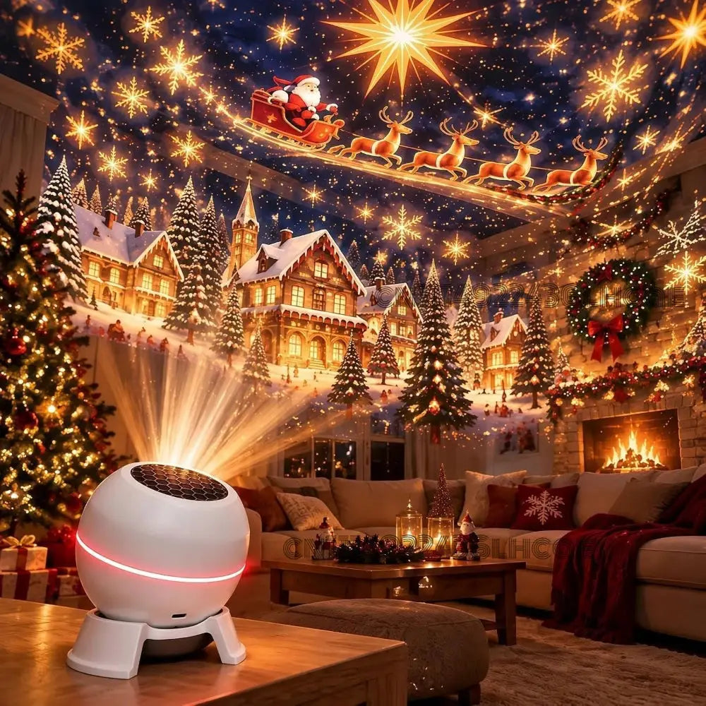 Christmas Projection Night Light | USB Powered | LED Holiday Lamp