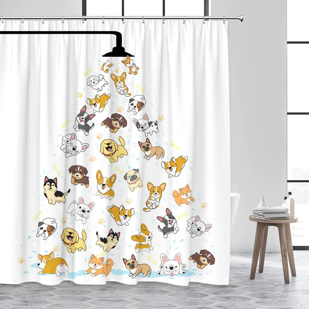 Shower Curtain Cute Cartoon Ocean Animal Print Waterproof Polyester Bath Curtain, Kids Positive Affirmation Dog Bathroom Decor w from PriceLows™