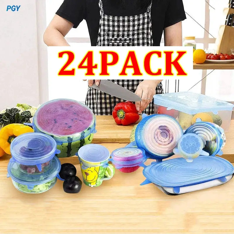 Silicone Stretch Lids | BPA Free Seal | Reusable Fresh Cover | 12 Piece Set