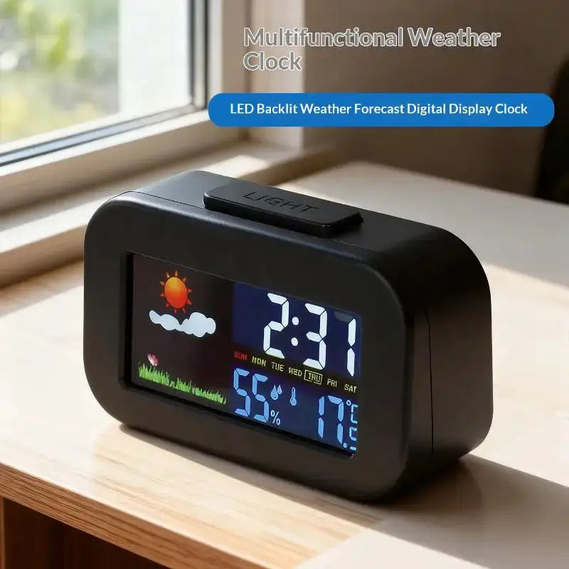 Intelligent Weather Station Clock Color Display Temperature Humidity Monitor Backlit Design for Bedroom Dorm Desk Kids Teens from PriceLows™