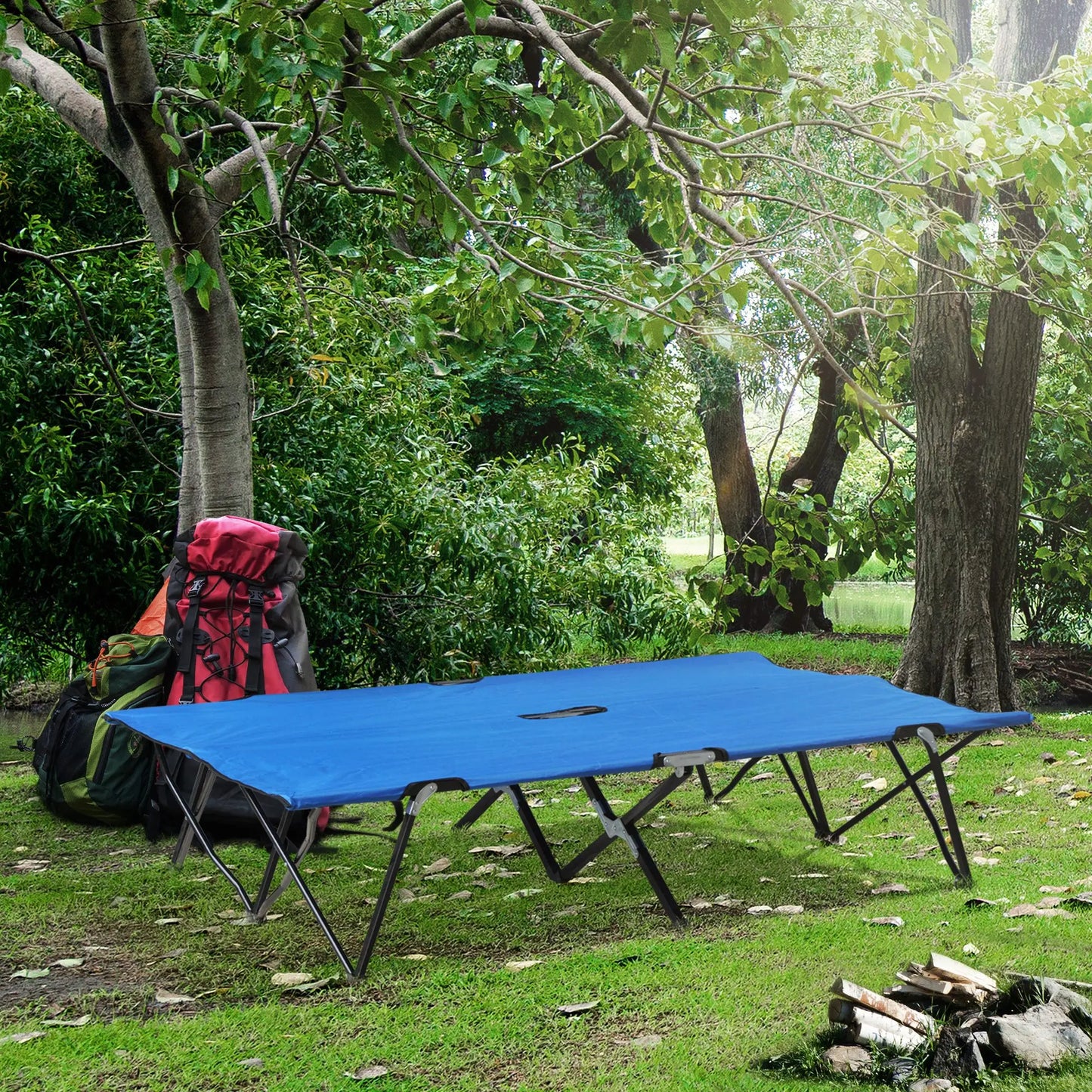 Camping Cot | Weight Capacity 300 Lbs | Foldable With Travel Bag | Blue