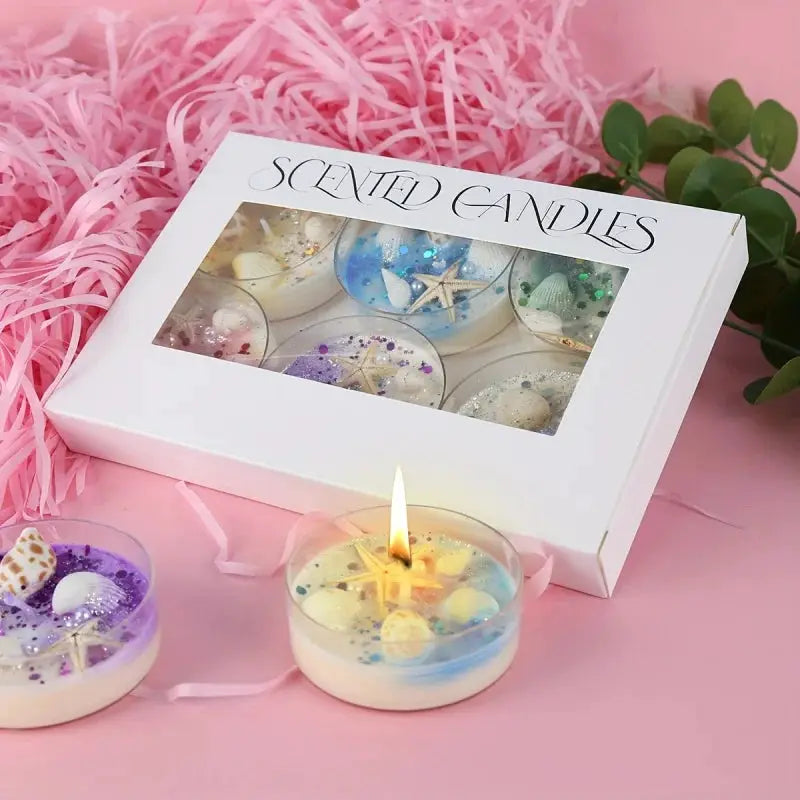 Scented Candle Set | 6-Piece Soy Wax Seashell | PriceLows™