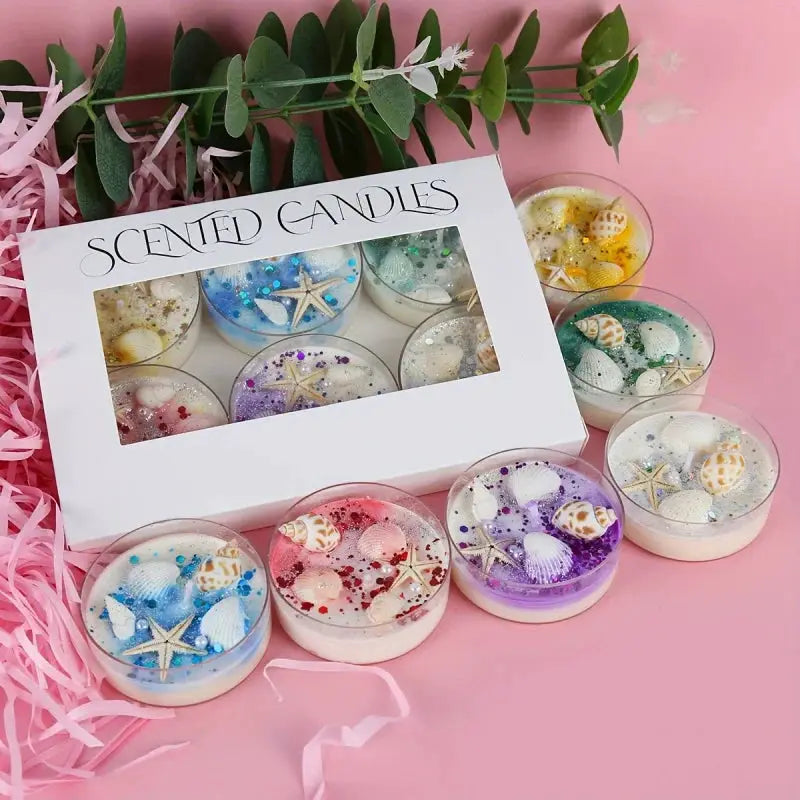 Scented Candle Set | 6-Piece Soy Wax Seashell | PriceLows™
