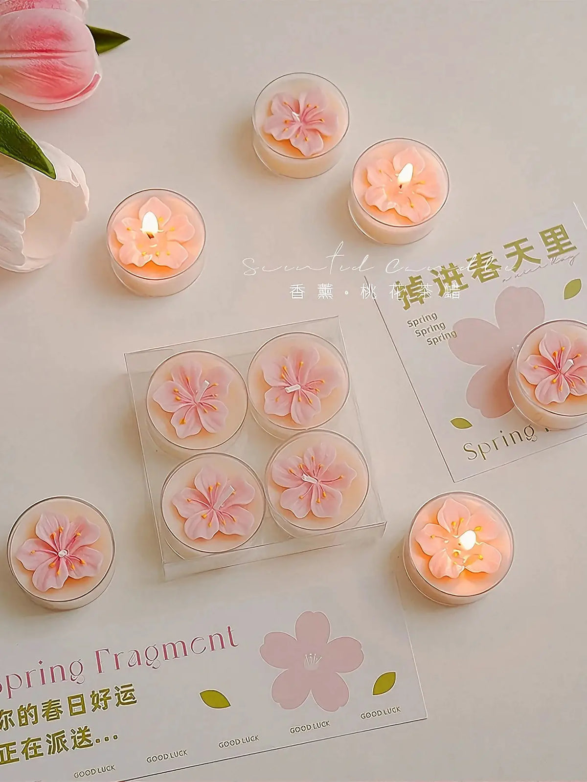 Scented Soy Wax Candles | Pink Peach Blossom 4-Pack | PriceLows™