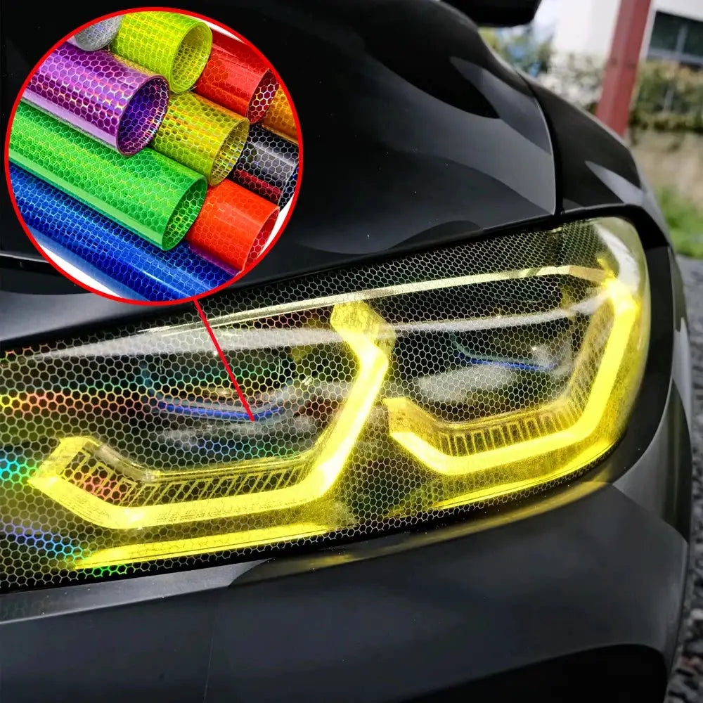 Car Laser Honeycomb Headlights Taillight Lamp Vinyl Wrap Automobile Headlight Tint Waterproof Film Fog Light Taillight Stickers from PriceLows™