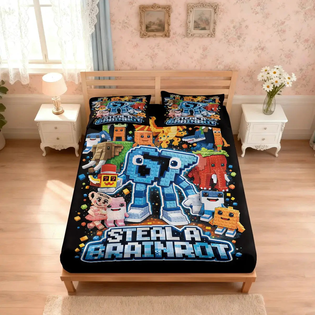 3pcs Funny 67 Element Printed Coreless Bed Sheet Set, Multi Size Soft Bed Cover, Bedroom Bedding Decoration, Machine Washable from PriceLows™