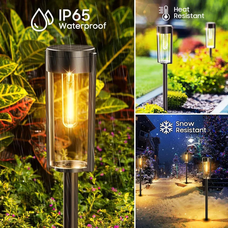 2/4/6Pcs Retro Solar Pathway Warm Lights Outdoor Waterproof Garden Incandescent Bulb for Walkway Yard Backyard Landscape Decor from PriceLows™