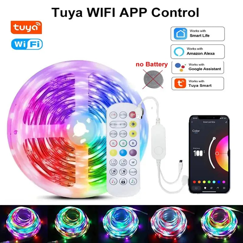 WS2812B RGBIC 5050RGB LED Strip Light App Control Chasing Effect Lights Flexible Tape Diode Ribbon TV BackLight Room Decorate from PriceLows™