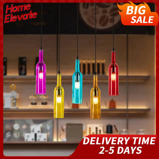 5-Light Wine Bottle Chandelier Retro Adjustable Hanging Chain Lighting for Living Room Bedroom Bar Cafe Restaurant Hotel Decor from PriceLows™