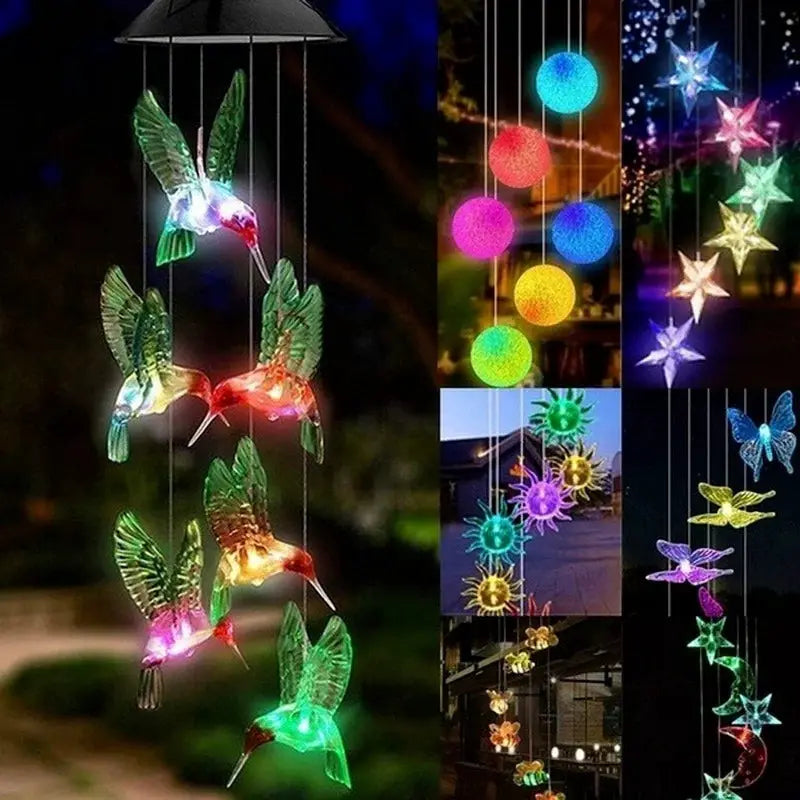 LED Solar Wind Chime Crystal Ball Hummingbird Wind Chime Light Color Changing Waterproof Hanging Solar Light For Home Garden from PriceLows™