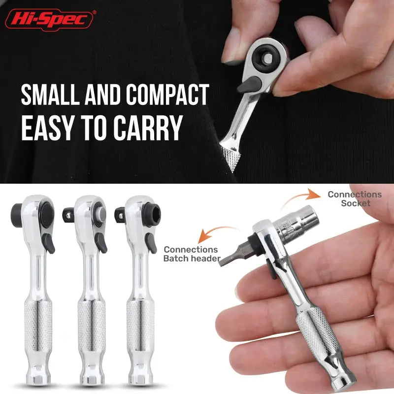 Hi‑Spec 72 Tooth Mini Ratchet Wrench Set 1/4” Double Head Torque Wrench Compact Ratchet Spanner for Bike Car & Home DIY Repair from PriceLows™