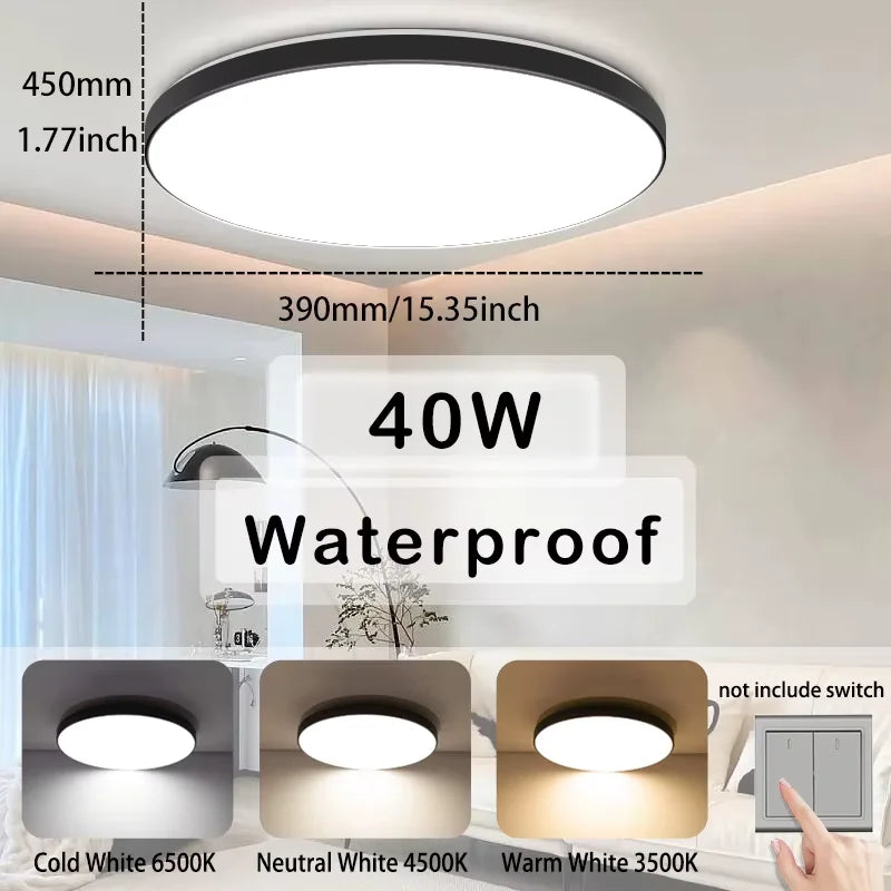 Waterproof LED Ceiling Light | 30W-40W | 220V | Black