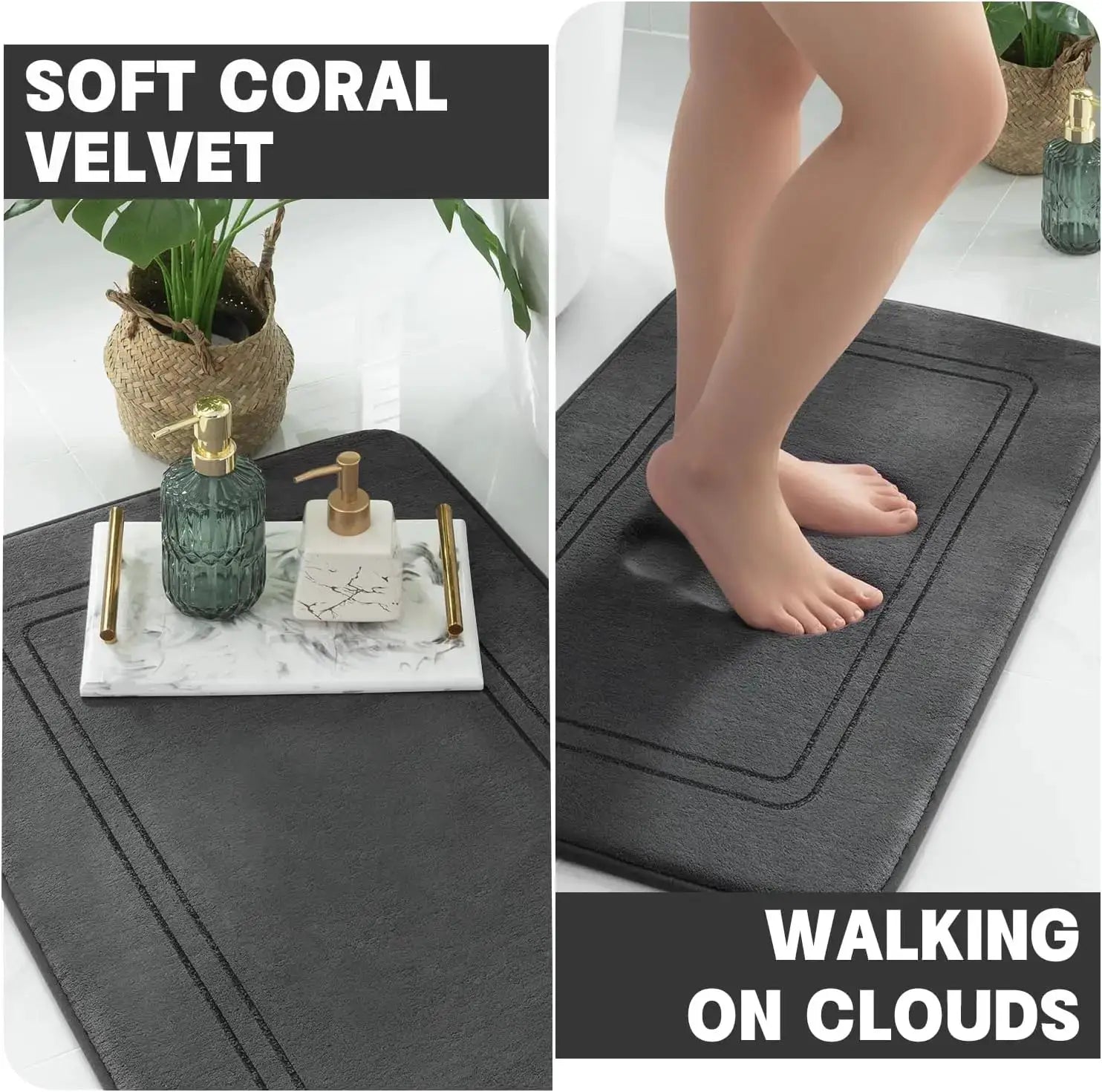 Memory Foam Bath Mat Set, Non Slip Bath Mats for Bathroom, Super Soft Water Absorbent Rug Set, Machine Washable U Shape Toilet from PriceLows™