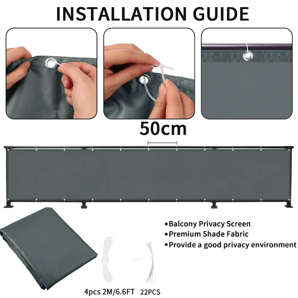 Balcony Privacy Screen | 95% Shade Rate | Waterproof Polyester | Multiple Sizes