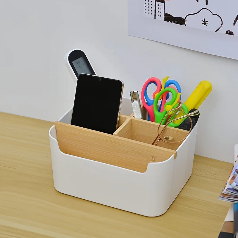 Desk Organizer | Bamboo | 5 Compartments | Home Office Storage