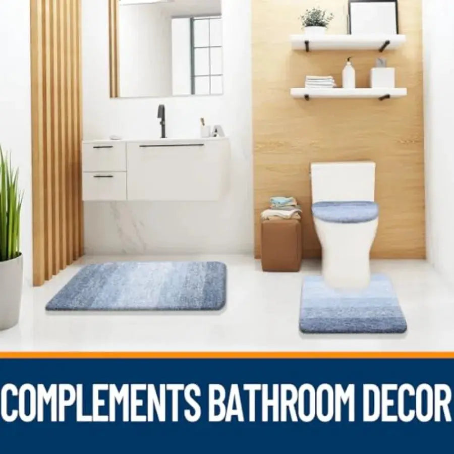 Bathroom Rugs Sets 3 Pcs Soft Microfiber Absorbent Bath Mat U-Shaped Contour Toilet Mat and Toilet Lid Cover Quick Dry Machine from PriceLows™