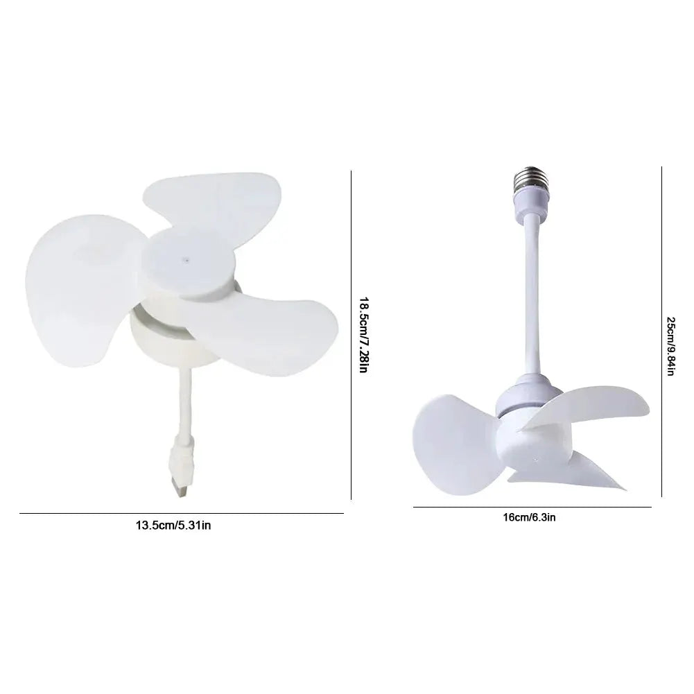 Ceiling Fan Light | E27 Base | USB Powered | Bedroom Living Room