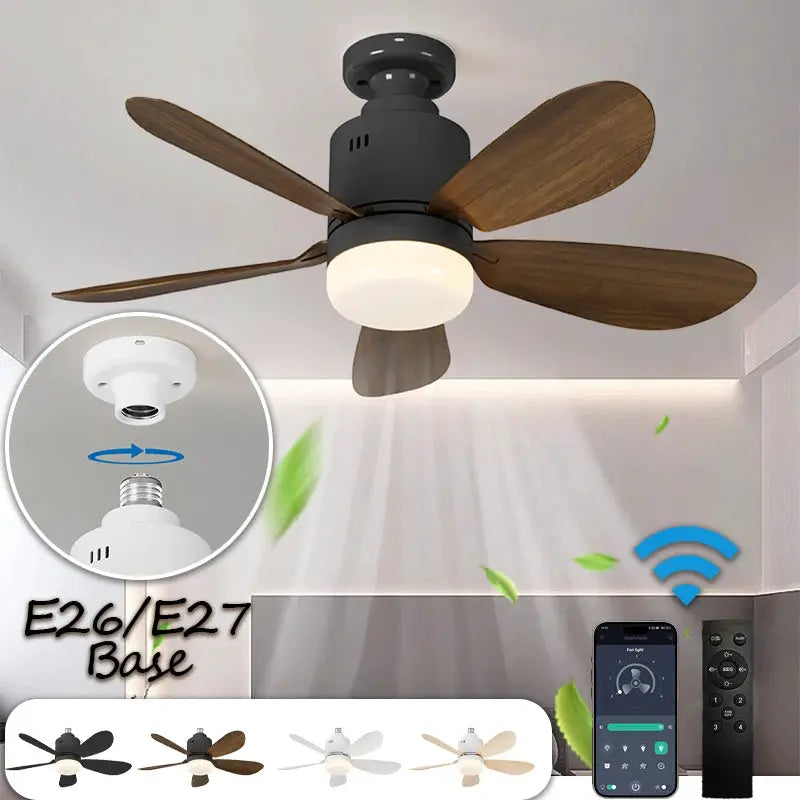 Ceiling Fan With Light | E26 E27 Base | Remote And App Control | 52.5cm 4 Speed