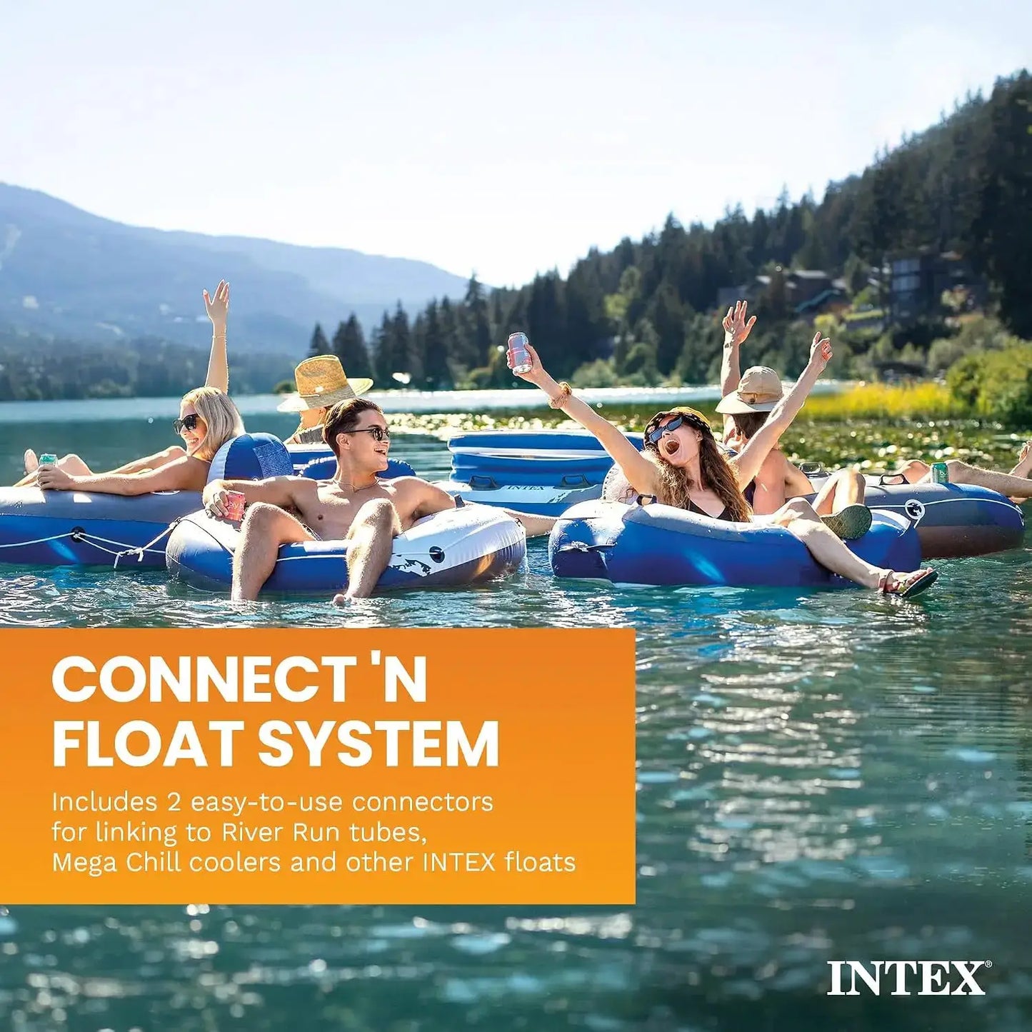 Inflatable Raft | 5 Person Capacity | Built-In Backrests | Blue Tropic