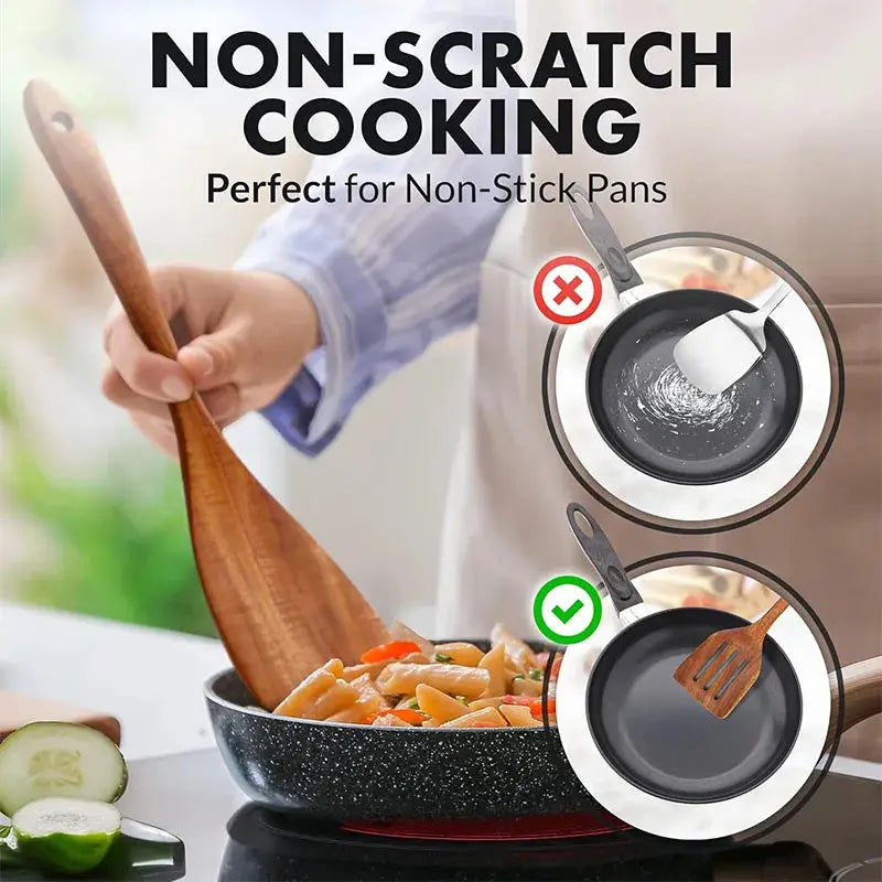 Best Wooden Spoons for Cooking Acacia Wooden Kitchen Utensils Set Smooth Non Toxic Wood Cooking Spatula Turner Serving Spoon from PriceLows™