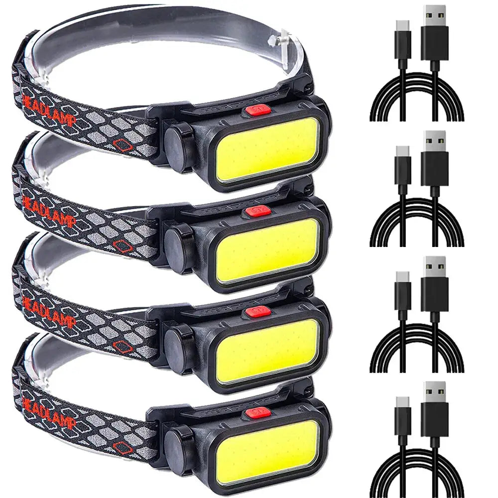 Powerful COB LED Headlamp USB Rechargeable 4 Modes Lighting Head Flashlight With 18650 Built in Battery Camping Fishing Lantern from PriceLows™