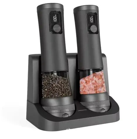 Electric Salt And Pepper Grinder Set | 5 Coarseness Levels | LED | One Handed